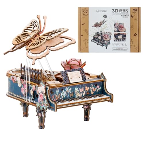 3D Puzzles for Adults, 3D Wooden Puzzle-Magic Piano, Mechanical Model Kit Music Box, DIY Wooden Model Building Hobby Gifts for Men Women, Birthday Gift for Music Box Puzzle Lover - color: Magic Piano