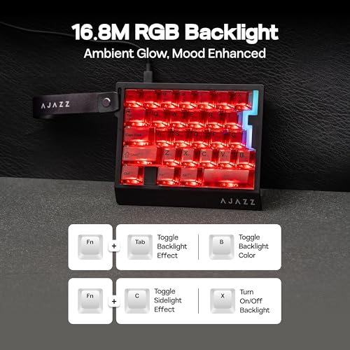 MechLands AJAZZ AK029 One Handed Gaming Keyboard, 8Khz Polling, 29 Keys Rapid Fast Wired Keyboard, SOCD & DKS, Magnetic Switch, Adjustable Actuation, RGB Backlits, Aluminum Plate (Red Transparent) - color: Red Transparent