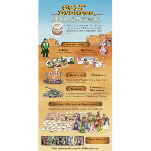 Ludonaute Colt Express 10th Anniversary Promo Box, Expansion, 2-6 Players | Ludonaute Colt Express 10th Anniversary Promo Box; expansion with upgraded components; 2-6 players; ages 10+ | Ludonaute Colt Express 10th Anniversary Promo Box; expansion with up