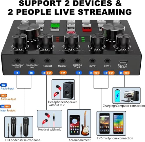 V8s for 2, V8s Voice Changer with BM-800 Podcast Microphone Bundle - Studio Condenser Microphone Perfect for Podcasting, Recording, Singing, Streaming and Gaming