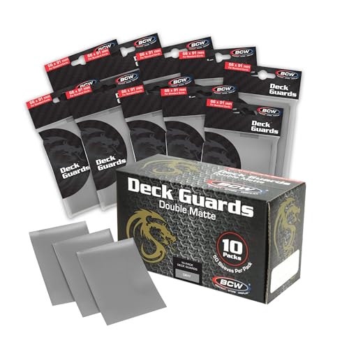 BCW Deck Guard - Double Matte Card Sleeves | 500 Count Box (10 Packs of 50) |Acid-Free, No PVC | Fits 2.5" x 3.5" | Archival Safe Sleeves for Protection (Gray) - color: Gray