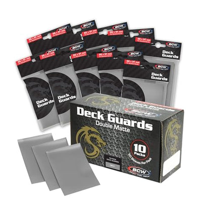 BCW Deck Guard - Double Matte Card Sleeves | 500 Count Box (10 Packs of 50) |Acid-Free, No PVC | Fits 2.5" x 3.5" | Archival Safe Sleeves for Protection (Gray) - color: Gray