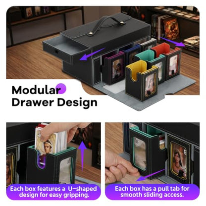MTG Commander Deck Box with Handle, 6deck Modular Card Case and 2Dice Trays | Holds 780+ Double-Sleeved Cards,Removable Magic the Gathering Storage,Magnetic Lock/Holderss, Display Window for TCG/EDH - color: Colorful, style: 6-Deck Modular Card Case