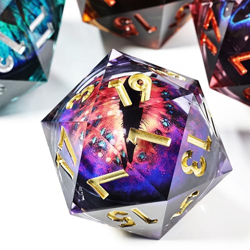 Mini Planet 50mm Chonk D20 DND Role Playing Games and RPG Tabletop Game Liquid Core Dragon Eyeball Sharp Edge Polyhedral Dice - color: Dragon Eye Dice 6