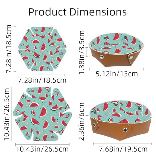 2Pcs PU Dice Holder Folding for RPG DND Table Games, Dice Trays Storage Box Portable Folding Rolling Dice Tray, Watermelon Print Light Blue - color: Multi 20