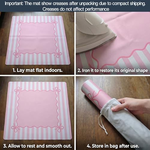 Light Pink Mahjong Mat (32.5” x 32.5”) with Carrying Bag Non Slip Noise Reduction Gaming Mat Rubber Mahjong Table Cover Accessoriesfor Poker Board Games Dominoes - color: Pink