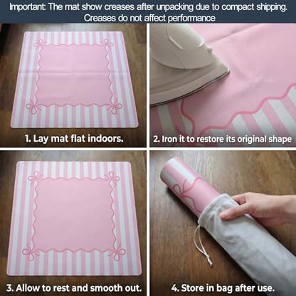 Light Pink Mahjong Mat (32.5” x 32.5”) with Carrying Bag Non Slip Noise Reduction Gaming Mat Rubber Mahjong Table Cover Accessoriesfor Poker Board Games Dominoes - color: Pink
