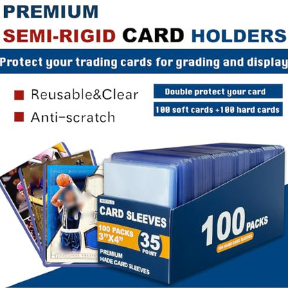 800 Top Loaders for Cards for Baseball, Football, MTG Cards, Ultra-Clear Protectors for Trading Collectibles (400 Hard Sleeves+400 Soft Sleeves) - size: 400 Hard Sleeves+400 Soft Sleeves