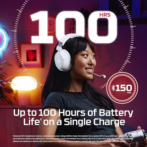 HyperX Cloud Flight 2 – Wireless Gaming Headset, Customizable RGB Lighting with Removable Earcup Plates, up to 100 Hours of Battery Life, 2.4GHz & Bluetooth, Multi-Platform Compatibility - Black - color: Black