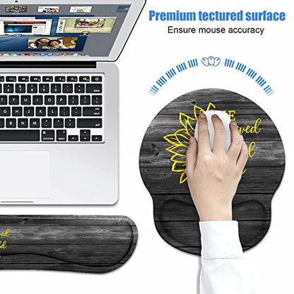 Keyboard Wrist Rest + Mouse Pad Wrist Support Set with Coasters, Inspirational Quote She Believed She Could So She Did Design Non-Slip PU Base Ergonomic Mousepad for Home Office Working Studying - color: Inspirational Quote She Believed She Could So She D