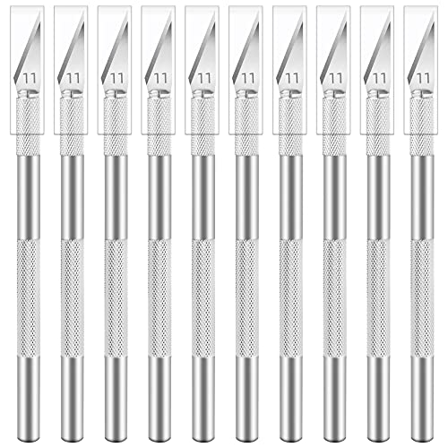 Jetmore 10 Pack Exacto Knife Set, Hobby Knife, SK-5 High Carbon Steel Craft Knife for Pumpkin Carving, DIY, Art, Cutting, Stencil - color: Silver, size: 10 Pack