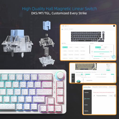Womier M68HE PRO 60% Percent Keyboard Rapid Trigger Gaming Keyboard RGB | Hall Effect Topographic Keyboard,Wired Custom 8000 Hz Mechanical Keyboard with Magnetic Switch,PBT Keycap for Mac/Win,White - color: M68HE PRO-White