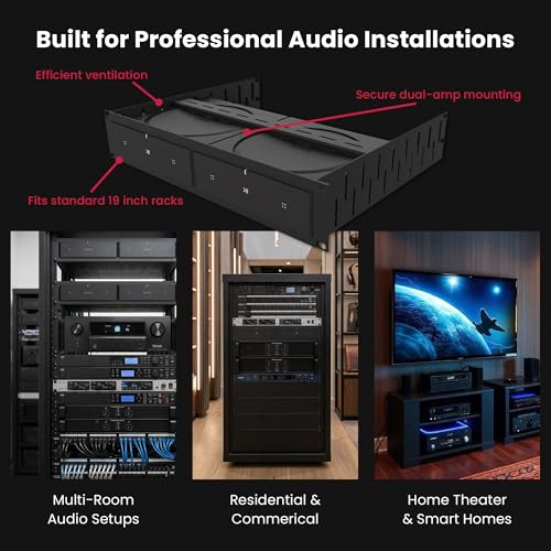 Penn Elcom Custom Media Rack Shelves Compatible with 2 x Sonos Amp Units - size: 2 x Sonos Amp Units