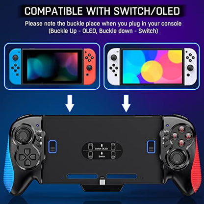 Gammeefy Switch Controllers, Switch Controller One Piece Joy Pad Replacement for Switch Pro Controller, Switch Controllers Remote Suitable for Big Hand Players with Adjustable TURBO Function