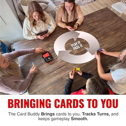 Card Holder for Playing Card Games - Neoprene Playing Card Holder for Adults & Kids with ‎Nylon Straps, Holds Various Deck Sizes - Used for Uno, Go Fish & More - Portable and Lightweight (Red)