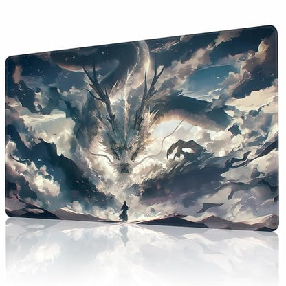 MTG Playmat Non-Slip Rubber Backing Printing Commander Board Game Desk Mat Duel Mat TCG PTCG Playmat 24x14 inches and Free Storage Bags (Dragon H, 24"X14") - color: Dragon H, size: 24"X14"