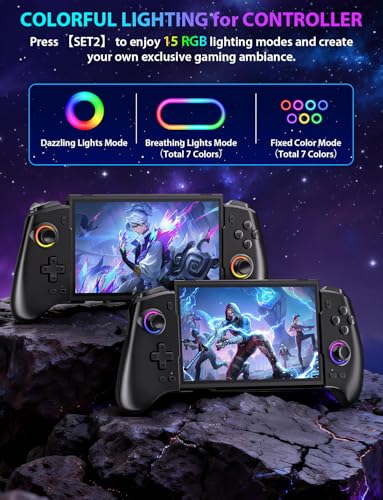 Fasceote Wireless Switch Controller for Nintendo Switch/OLED/Switch 2, Rechargeable Pro Controllers with 15 Lights Color, Retractable One-piece Handheld Control with Hall Effect Joysticks,Turbo, Dual Vibration