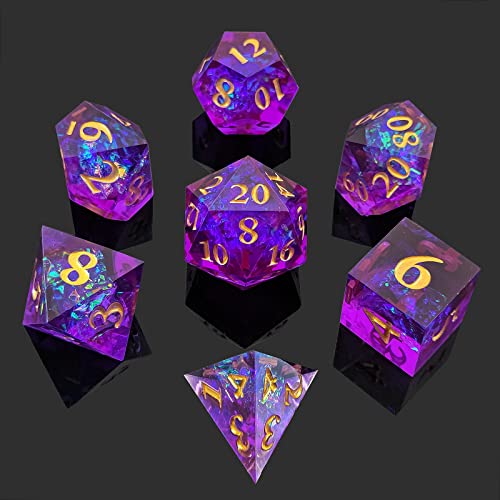 DND Dice Set, 7 Pcs Sharp Edge D&D Dice Polyhedral Resin Dice for Dungeons and Dragons RPG MTG Role Playing Table Games