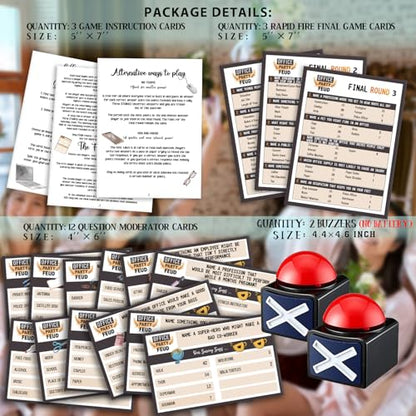 Office Friendly Feud Quiz, Family Feud Quiz, Office Party Games, Team Building Games, Feud Trivia Quiz (with 2 Buzzers) - color: Cards With 2 Buzzers