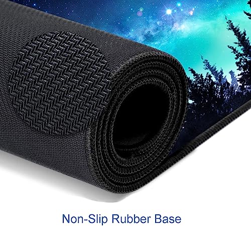Gaming Large Mouse Pad with Stitched Edges, Galaxy Desk Mat, Extended Keyboard Pad, Non-Slip Rubber Base Desk Pad for Keyboard and Mouse, 31.5X11.8 inch, Moon Starry Sky - color: 16 Moon Starry Sky
