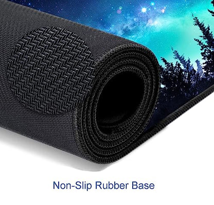 Gaming Large Mouse Pad with Stitched Edges, Galaxy Desk Mat, Extended Keyboard Pad, Non-Slip Rubber Base Desk Pad for Keyboard and Mouse, 31.5X11.8 inch, Moon Starry Sky - color: 16 Moon Starry Sky