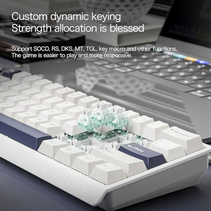 ATTACK SHARK MAMBASNAKE X60HE Wireless 8K Mechanical RT Keyboard-Star White | Tri Mode-2.4Ghz/BT/Wired,Hall Effect Magnetic Switch,RGB Backlight,0.01mm Accuracy,4000 mAh battery,Web Driver for PC Win Mac - color: Star White, size: Keyboard