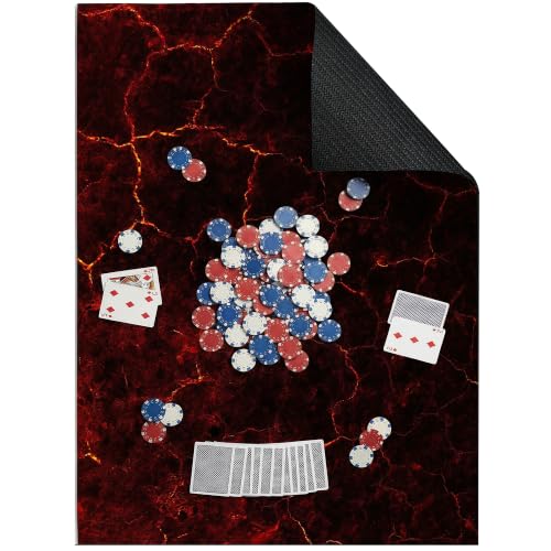 Board Game Mat for Table 31 x 55 Inches, Waterproof Neoprene Gaming Playmat for Mahjong, Poker, Board Games, Card Games, Tile Games, Dominoes & RPG–Large Portable Table Cover (Volcanic Red) - color: Volcanic Red, size: 31" x 55"