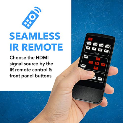 OREI 4x1 Multi HDMI Viewer Quad- 4K@60Hz RS-232 EDID IR Remote OSD HDCP 2.2 | HDMI Multiviewer 4K, HDMI Multi Viewer – 18Gbps, 8 Display Modes, 7.1 Audio, Seamless Switching, Auto Switching