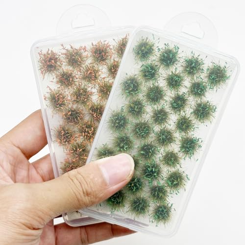 Cayway Miniature Grass Cluster, Static Grass Tuft Model Vegetation Groups for DIY Model Train Landscape Railroad Scenery Grass Tufts Flower (Yellow and Green) - color: Yellow and Green