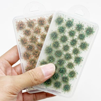 Cayway Miniature Grass Cluster, Static Grass Tuft Model Vegetation Groups for DIY Model Train Landscape Railroad Scenery Grass Tufts Flower (Yellow and Green) - color: Yellow and Green