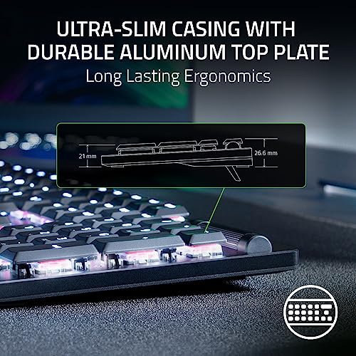 Razer DeathStalker V2 Pro Wireless Gaming Keyboard: Low Profile Optical Switches Clicky Purple - HyperSpeed Wireless & Bluetooth - Chroma RGB - Up to 200 Hr Battery - Snap Tap - color: Classic Black, style: V2 Pro