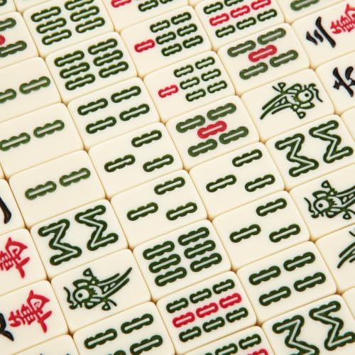 Mini Travel Chinese Mahjong Set 144 Tiles with 2 Dice and Guide | Complete Mini Mahjong Set: Includes 144 mahjong tiles, 2 dice and instructions in one compact set, giving players the core