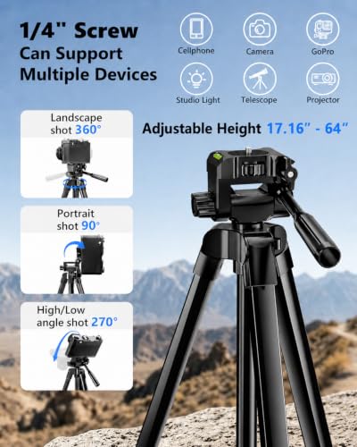UBeesize Vlogging Kit for Phone with 2 Wireless Mics, 2 Tripods & LED Light | Content Creator Essentials, 64" Tripod, Flexible Tripod, 2 Lavalier Mics, LED Fill Light, Phone Holder & Bluetooth Remote