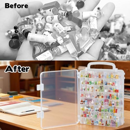2 Pack 96-Slot Mini Brand Storage Cases, Clear Plastic Mini Brand Organizer Box with Adjustable Dividers, Portable Compartment Container for mi ni Toys and Collectibles (Case Only) - size: 2 pcs