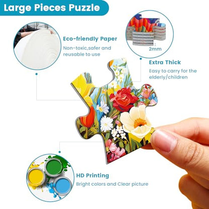 6 Packs 36 Pieces Large Puzzles for Seniors,Dementia Puzzles for Elderly Adults,Jigsaw Puzzles for Adults Seniors with Alzheimer's Dementia with 6 Storage Bags - style: Dog Birthday Flowers