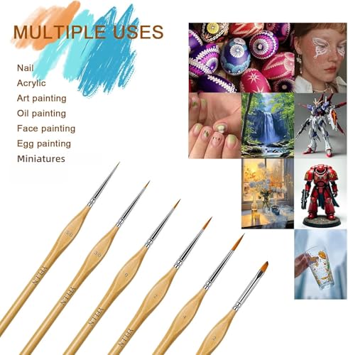 6Pcs Miniature Paint Brushes Set with Triangular Handles - for Acrylics, Oils, Watercolors & Paint by Number, Figurine（2PACK） - size: 12PCS