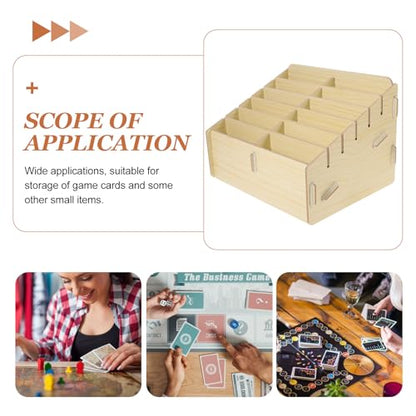 VALICLUD Multi-grid Wooden Gaming Cards Holder Storage Box with Compartments Compact Decks Organizer for Trading and Playing Cards Portable Case and Players
