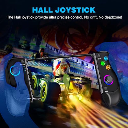 MystNova Wireless Phone Controller for iPhone & Android - Mobile Gamepad with Hall Effect Joysticks, Compatible with Xbox/PS5/Steam Link/Cloud Gaming, Ergonomic Design, Long Battery Life - color: Black