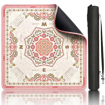 Mahjong Mat 31.5x31.5 inches – Quiet, Foldable Table Mat for Mahjong, Card Games & Board Games, 3-Layer Noise-Reducing Design, Waterproof & Easy-Clean, Includes Storage Bag (Pink - Regular) - color: Pink - Regular