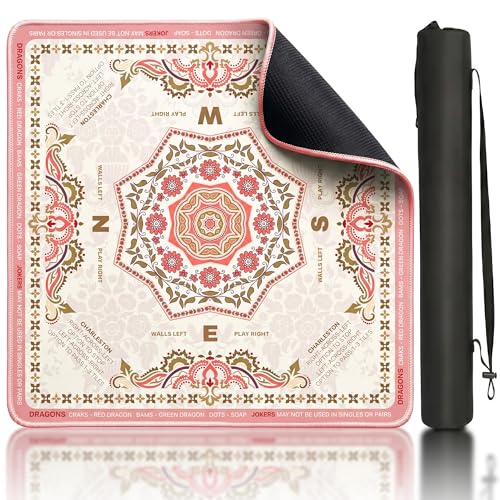 Mahjong Mat 31.5x31.5 inches – Quiet, Foldable Table Mat for Mahjong, Card Games & Board Games, 3-Layer Noise-Reducing Design, Waterproof & Easy-Clean, Includes Storage Bag (Pink - Regular) - color: Pink - Regular