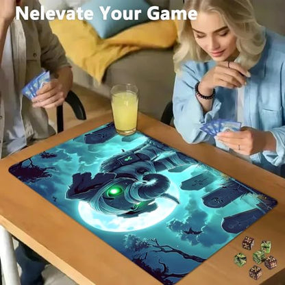 for MTG Game Playmat - 24 x 14 inches with Dices and Storage Bags, Non-Slip Base for TCG and Board Game Card Mats, Trading Card Games Mat, Ghost Elephant in The Cemetery Collectible Card Playmats - color: Jv-playmat-p7-1-h230