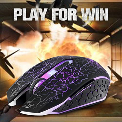 VEGCOO C10 Wireless Gaming Mouse Rechargeable Silent Optical Mice 7 Colors LED Lights, 7 Buttons 2400/1600/800DPI (Black) - color: black