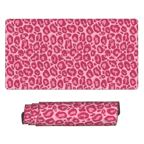 Pink Leopard Print Large Extended Mouse Pads XL Mousepad with Stitched Edges Non-Slip Rubber Base Computer Keyboard Pad Desk Mat for Home Office Desk Decor, 29.5" X 15.8" - color: Leopard (Pink), size: 29.5L x 15.8W inches