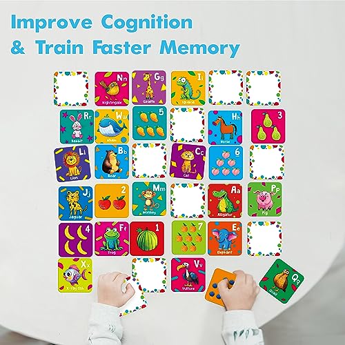 Hebayy 72 PCS Memory Matching Game, Alphabet & Numbers Matching Cards for Toddlers 36 Pairs Memory Cards for Preschool 4 5 6 Years Old - style: Letters & Number