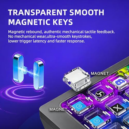 Stream Controller Deck for PC Work,Live Stream and Video Editing | Smooth Magnetic Keys,Customizable Background,Visually Pleasing Macro Keypad,Trigger Actions for OBS/Twitch/YouTube(M3 Black) - color: Black
