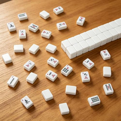 Bucher&Rossini American Mahjong Set, 166 Mahjong Tiles with Travel Case, Mahjong Game Set with Mah Jong Accessories, White Mahjong Tile