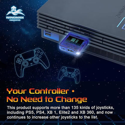 Brook Wingman PS2 Starry Blue Converter - Special Retro Consoles Converter for XB Series X|S, One, 360, Elite 1&2 and PS5/PS4/PS3, NS Pro Controller on PS2/ PS1/ PS Classic Consoles (Starry Blue) - color: Starry Blue