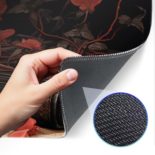 Mouse Pad, Premium Textured Waterproof Gaming Mouse Pad with Non-Slip Rubber Base, Large 31.5 x 11.8 Inch Desk Pad for Laptop, Office and Home (Floral) - color: Flower Skull