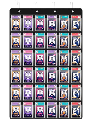 NiHome 36 Slot Graded Card Display Case - Sports Card Wall Frame, PVC Black | Fits PSA 35PT Baseball, Football & Trading Slabs, Foldable Oxford Fabric, Door Hooks Included, Collector Gift