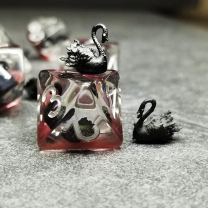 Sage's Portal Animal Familiars Resin DND Dice Set Polyhedral Dice Set for Dungeons and Dragons RPG Pathfinder Tabletop TTRPG (Black Swan) - color: Black Swan, style: Dice Set Only